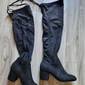 Black over the knee black heel boots - size 7